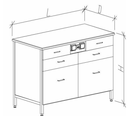 Стол-тумба с ящиками и розетками 1200 СТЛдб-М с/я.р. (2+4)
