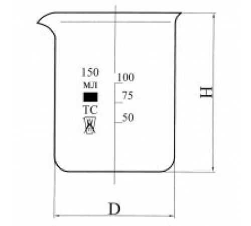 Стакан Н-1-5000 низкий с делениями и носиком, ТС