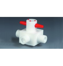 Кран трехходовой Bohlender O 6 мм, форма T, GL25, PTFE (Артикул E 688-25)